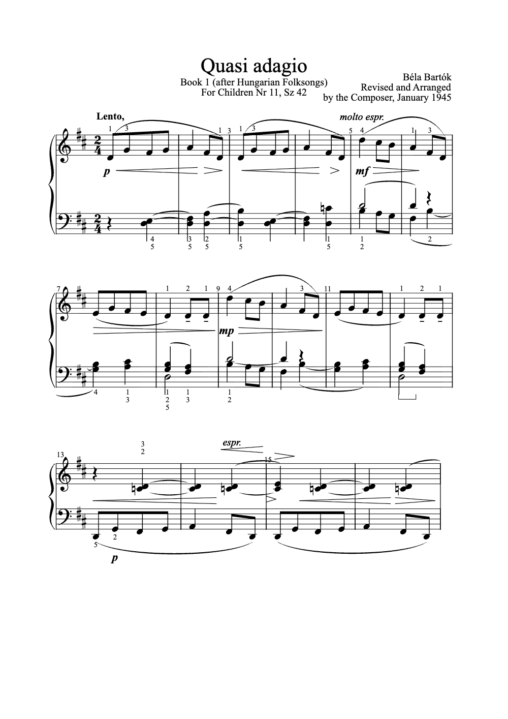 Sheet music preview for Quasi Adagio