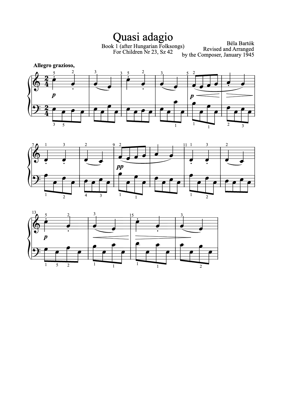 Sheet music preview for Quasi Adagio