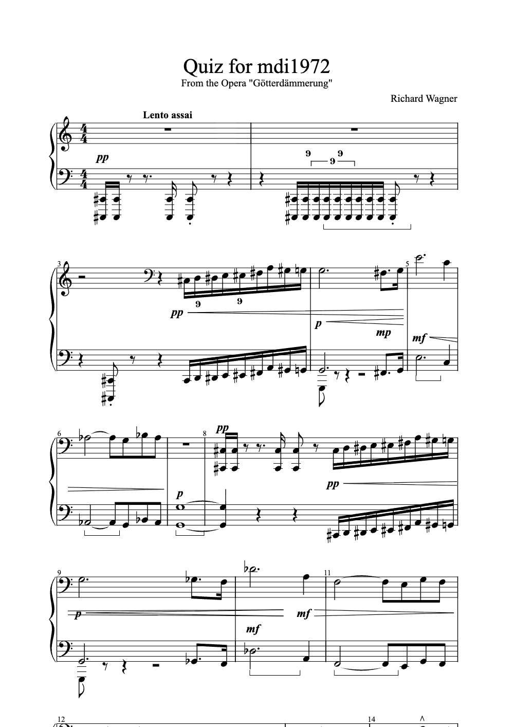 Sheet music preview for Quiz for mdi1972