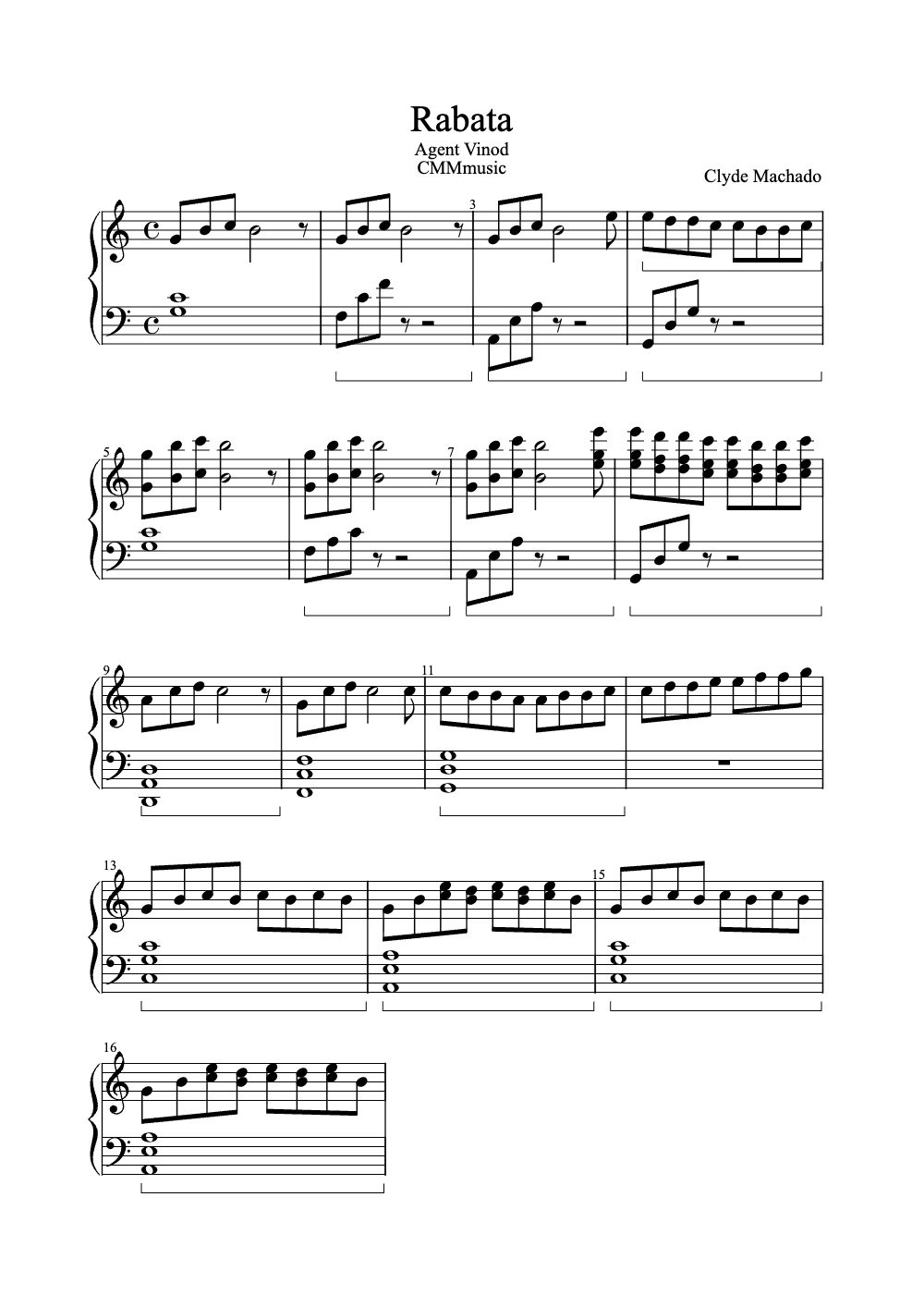 Sheet music preview for Rabata