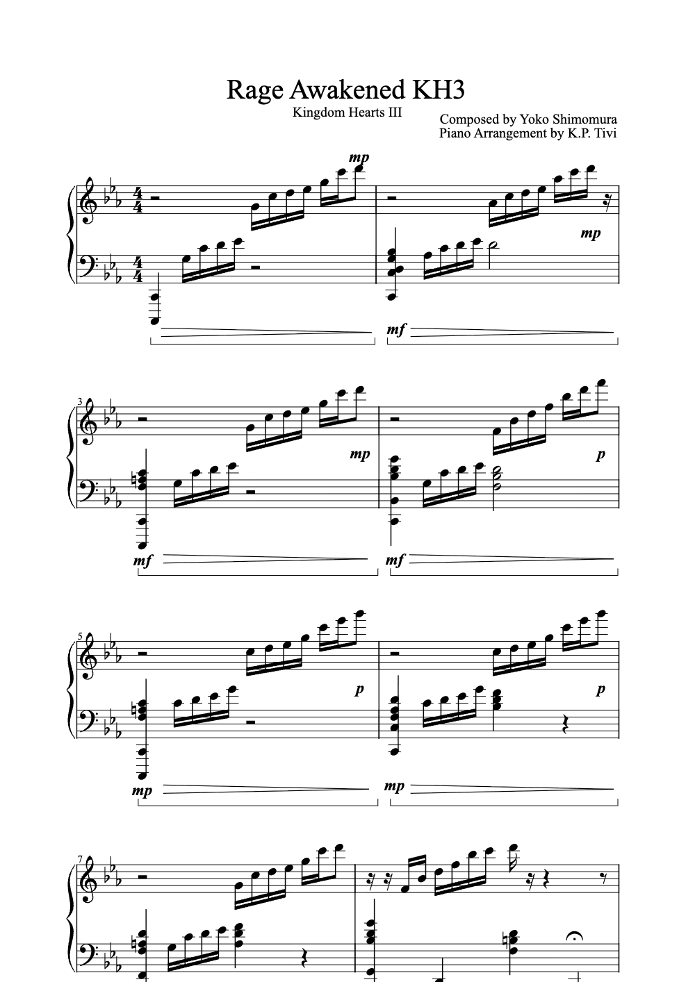 Sheet music preview for Rage Awakened