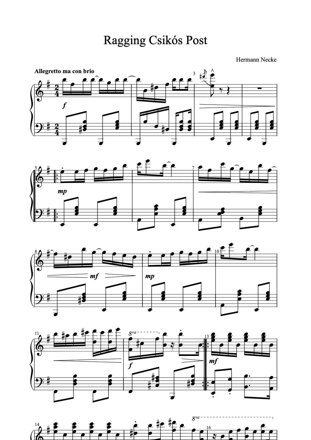 Sheet music preview for Ragging Csikós Post
