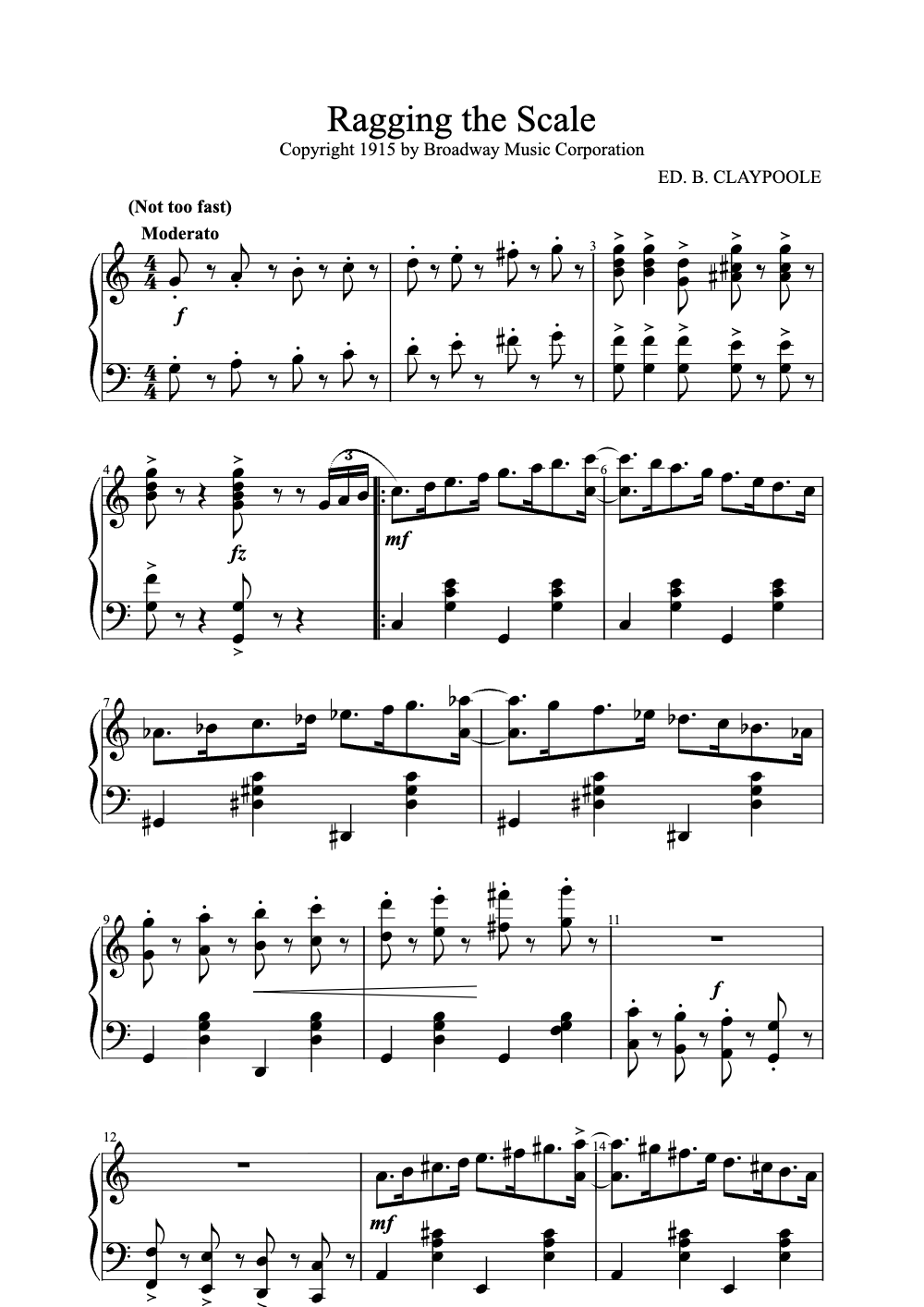 Sheet music preview for Ragging the Scale