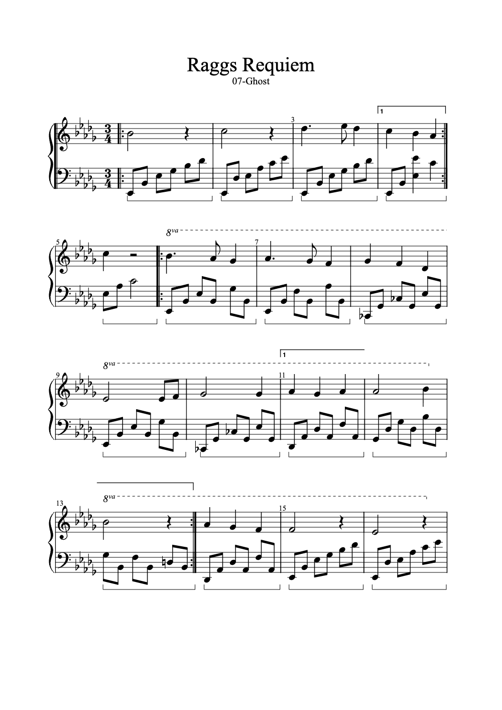 Sheet music preview for Raggs Requiem