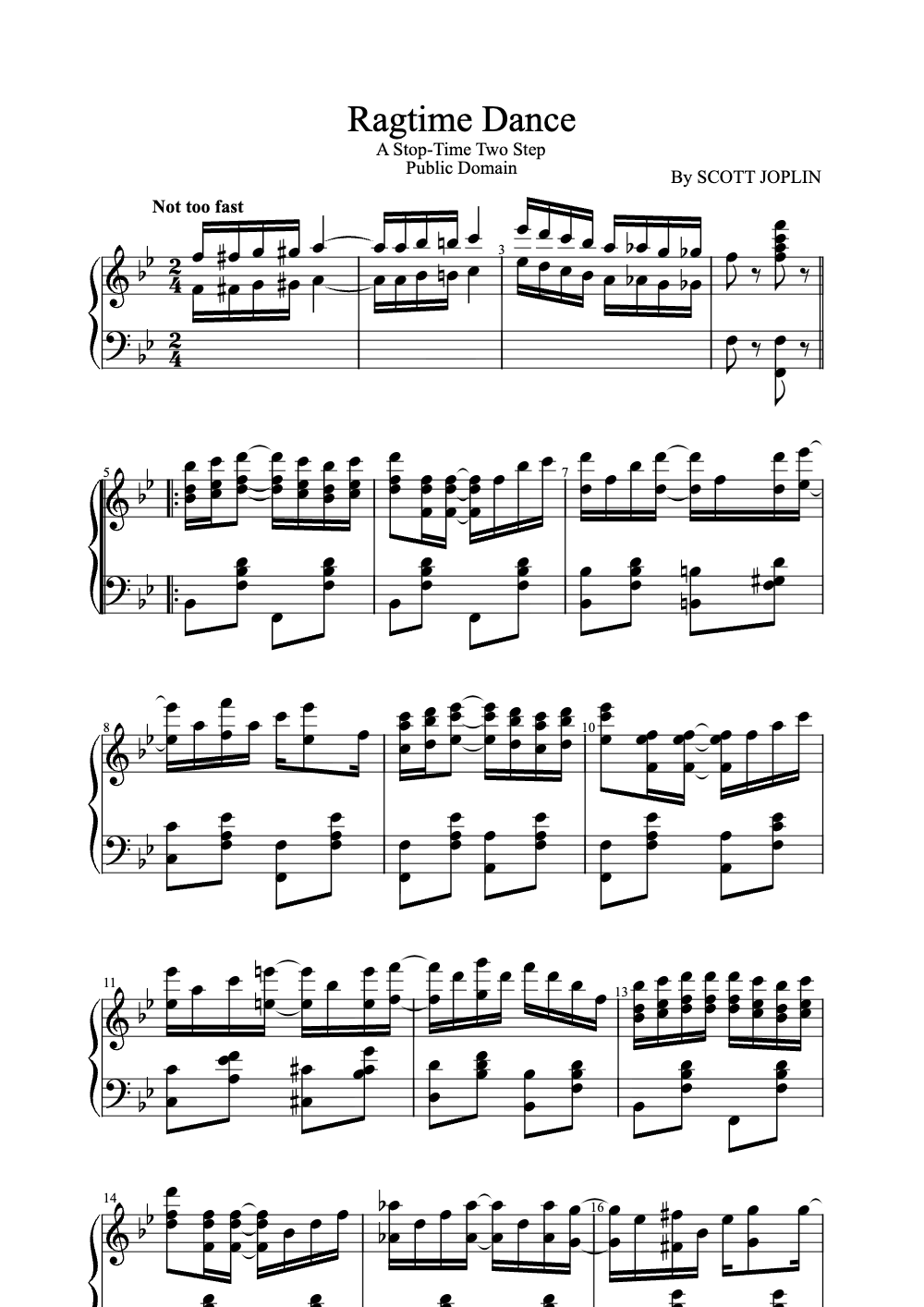 Sheet music preview for Ragtime Dance