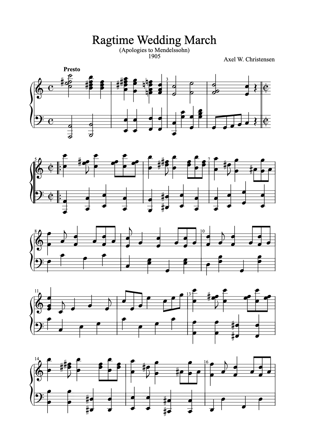 Sheet music preview for Ragtime Wedding March