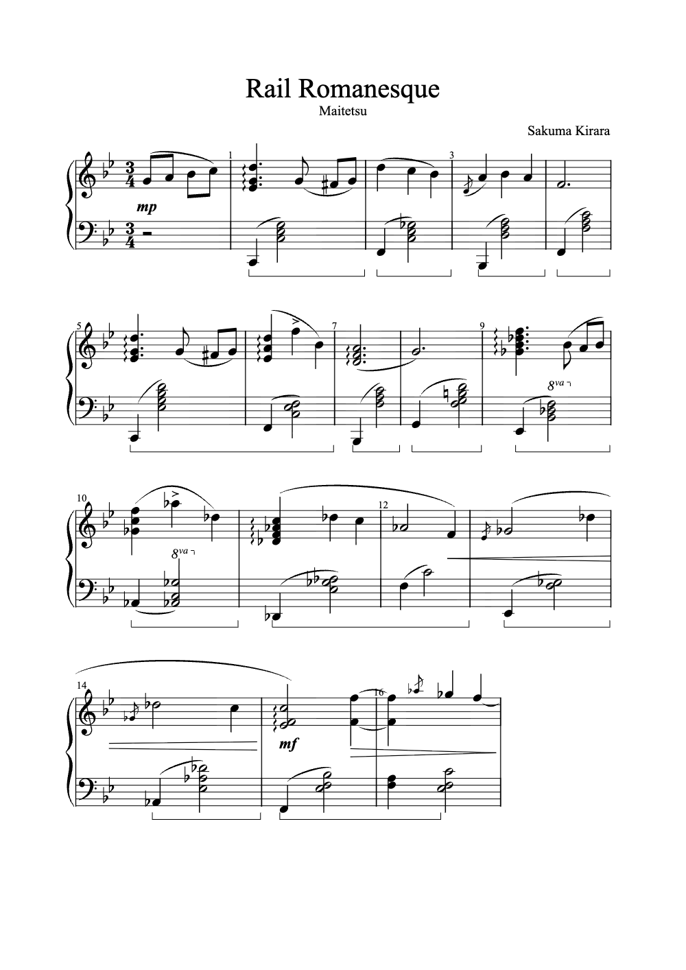 Sheet music preview for Rail Romanesque