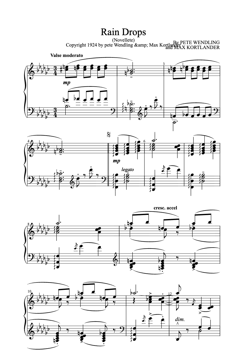 Sheet music preview for Rain Drops
