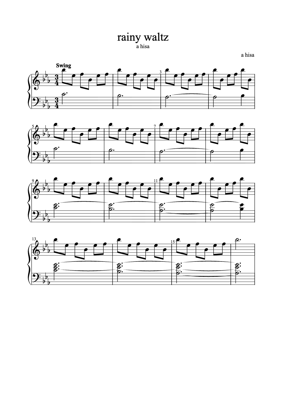 Sheet music preview for Rainy Waltz