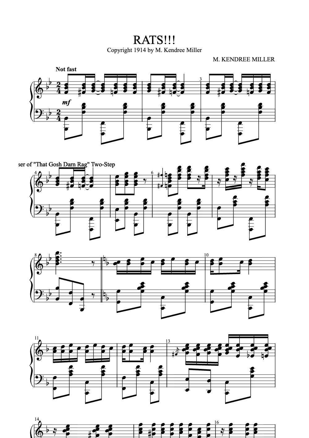 Sheet music preview for Rats!!!