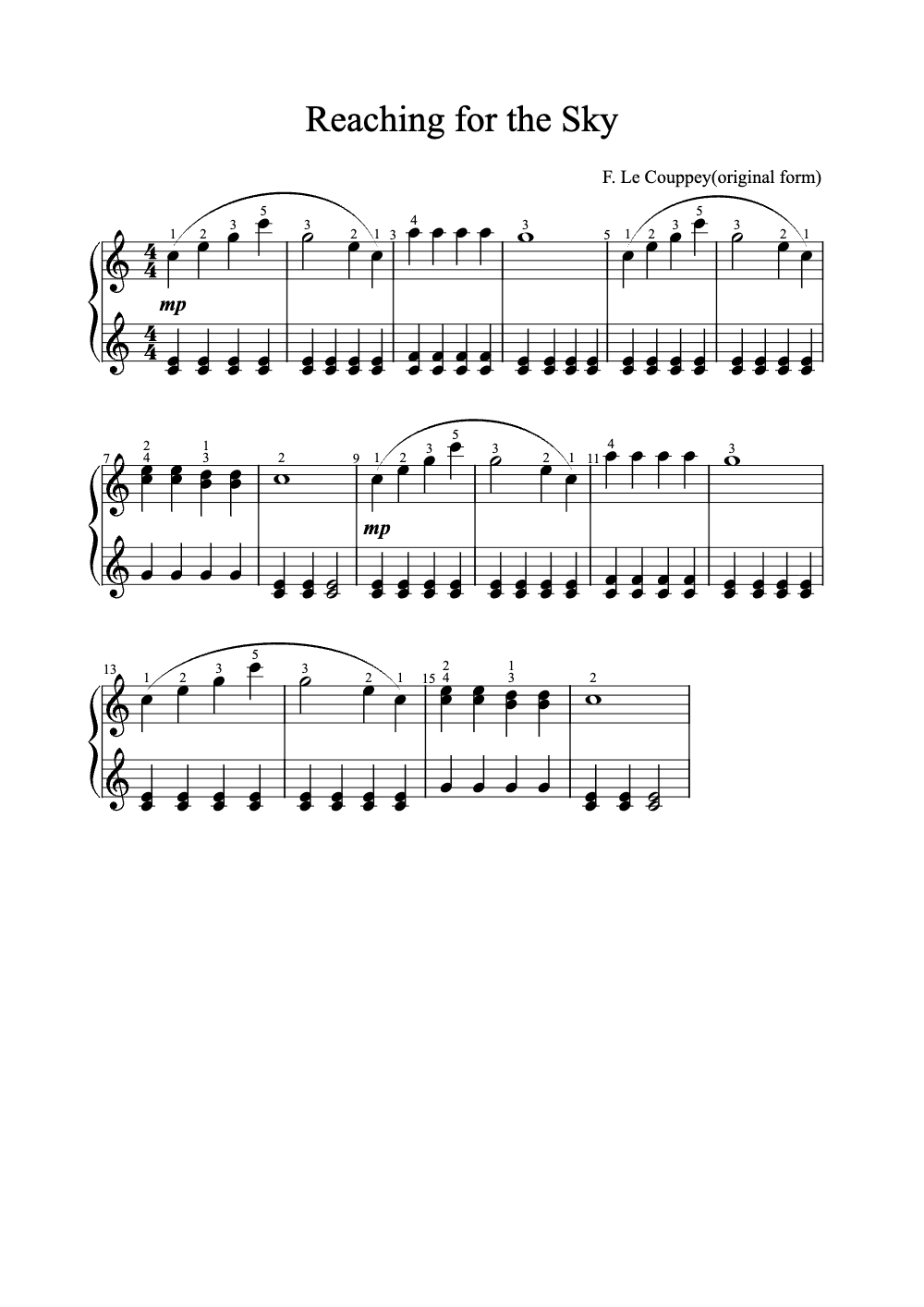 Sheet music preview for Reaching for the Sky