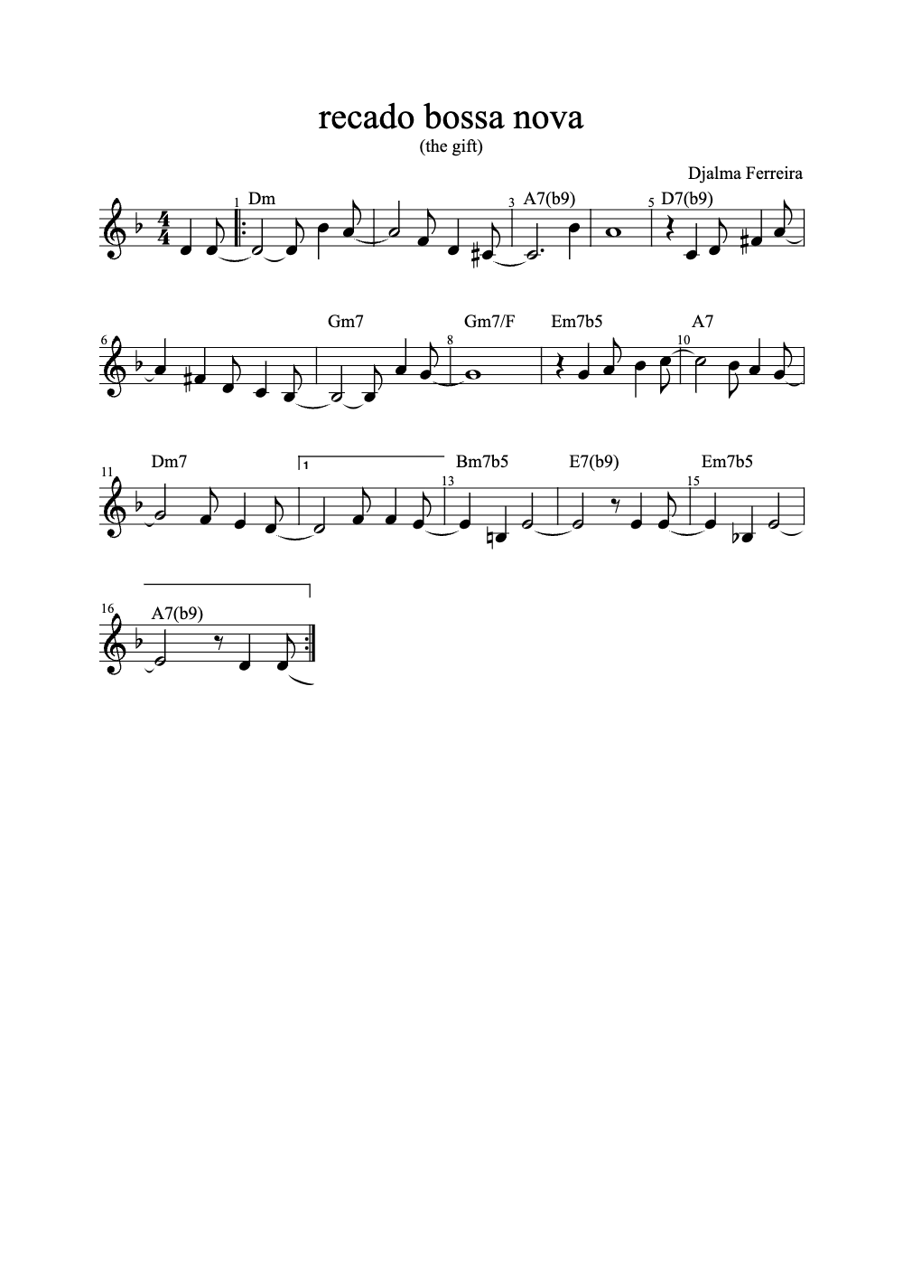 Sheet music preview for Recado Bossa Nova