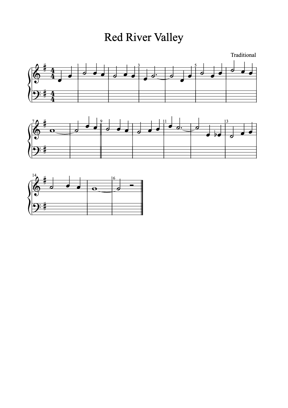 Sheet music preview for Red River Valley