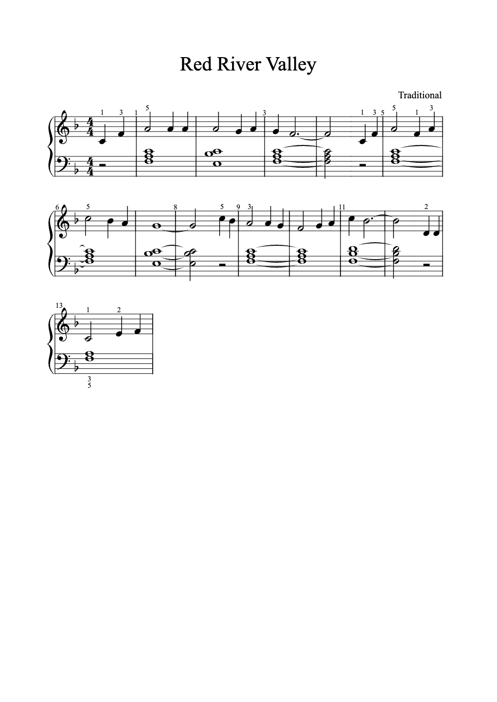 Sheet music preview for Red River Valley
