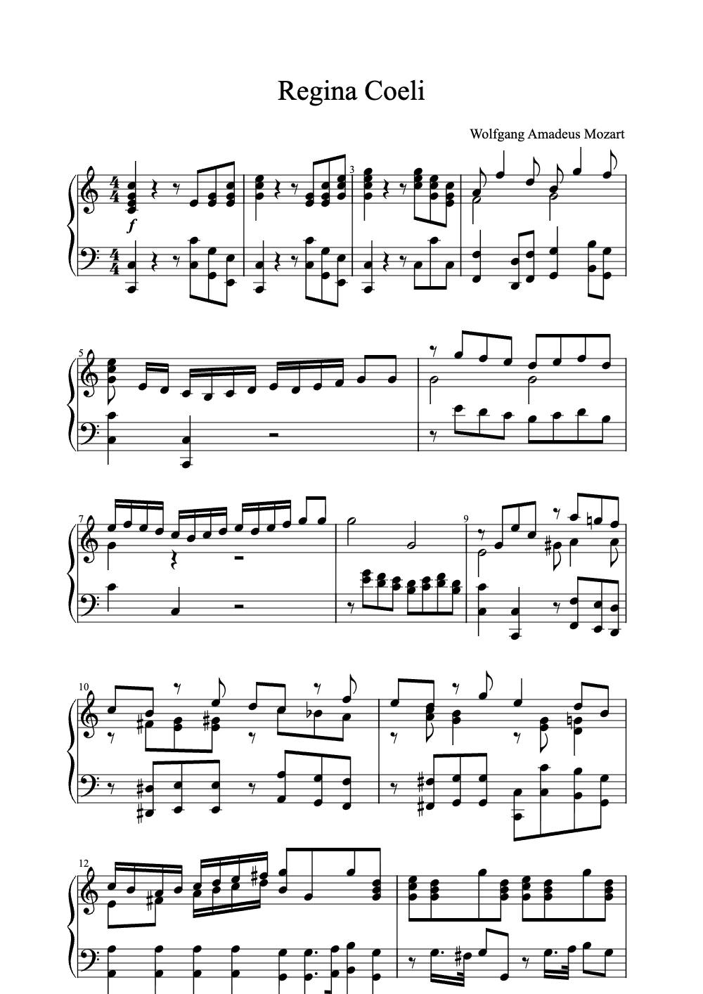 Sheet music preview for Regina Coeli