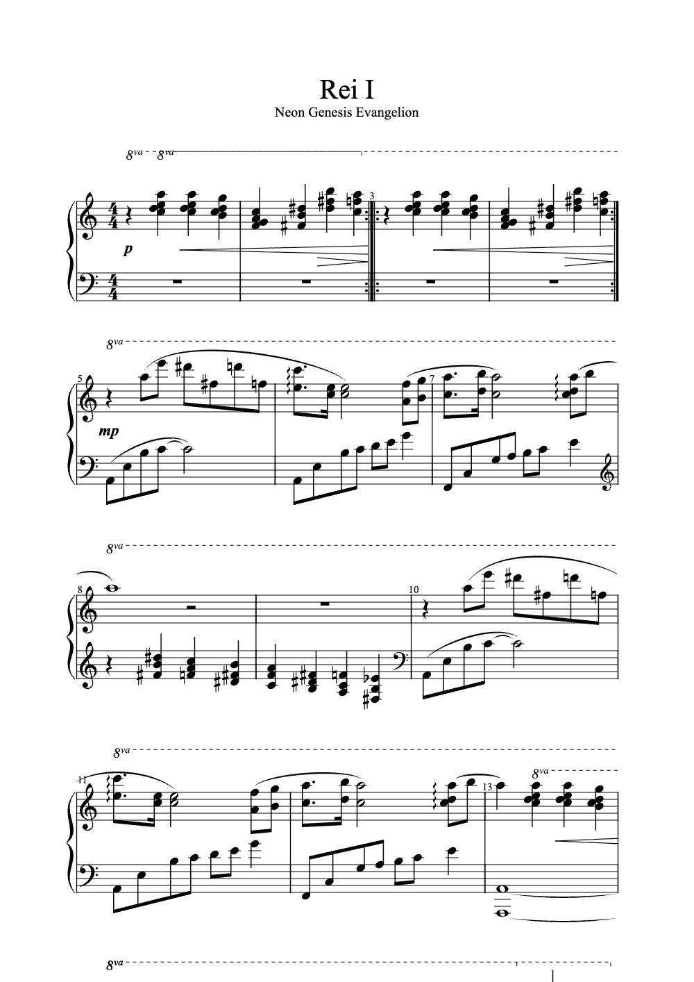 Sheet music preview for Rei I