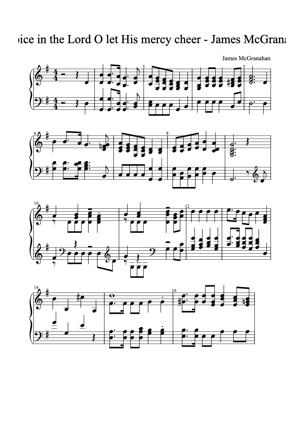 Sheet music preview for Rejoice in the Lord, O Let His Mercy Cheer