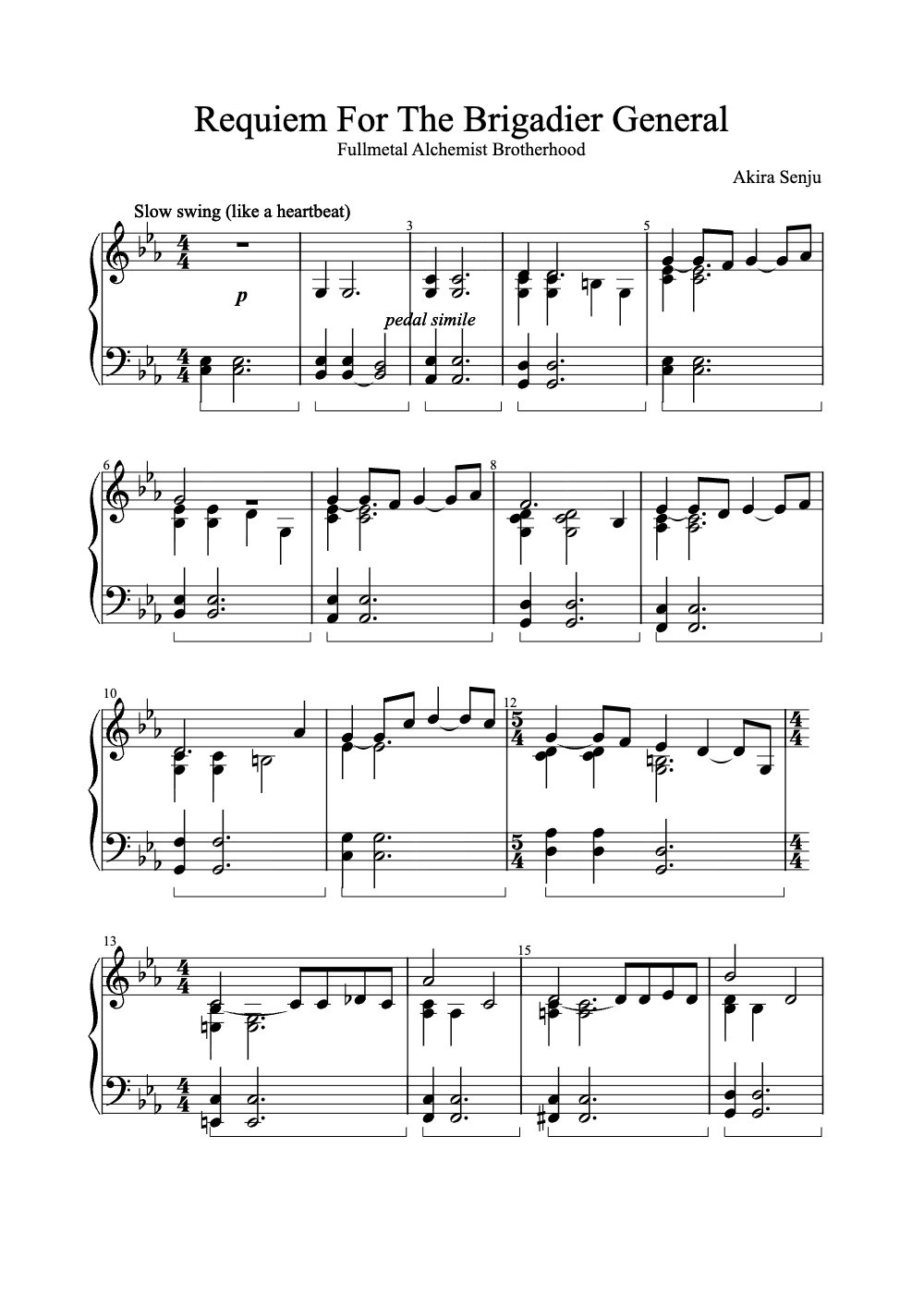 Sheet music preview for Requiem for the Brigadier General
