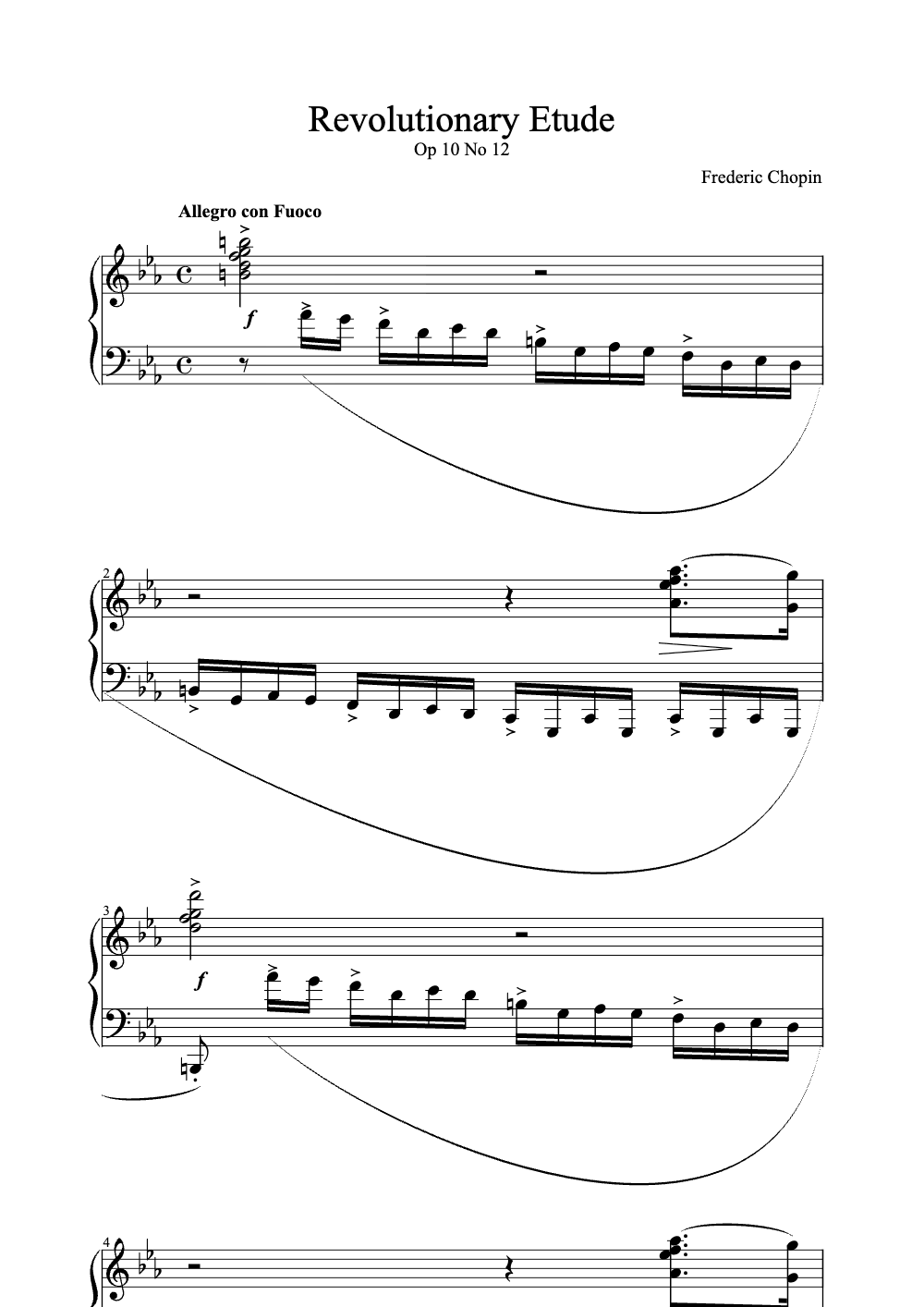 Sheet music preview for Revolutionary Etude