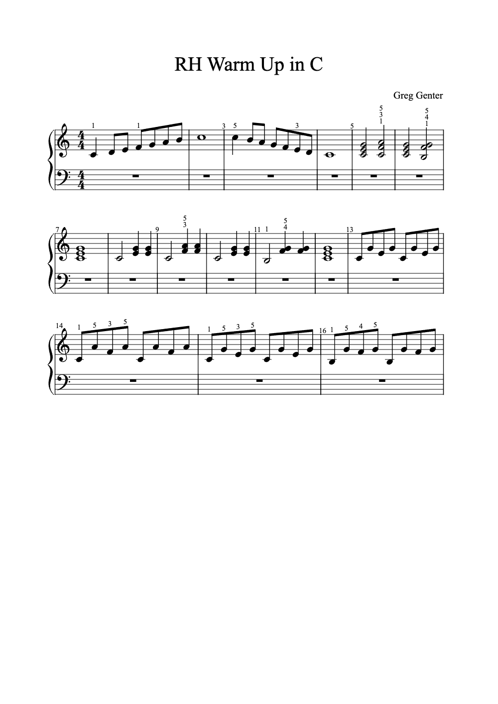 Sheet music preview for RH Warm Up in C