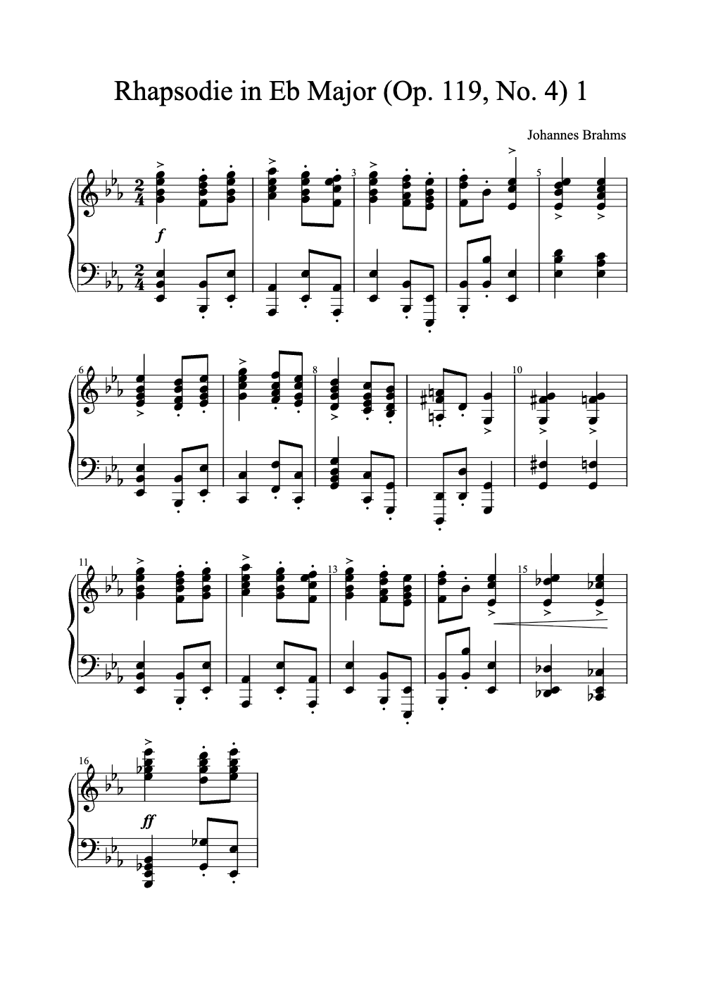 Sheet music preview for Rhapsodie in E-flat Major