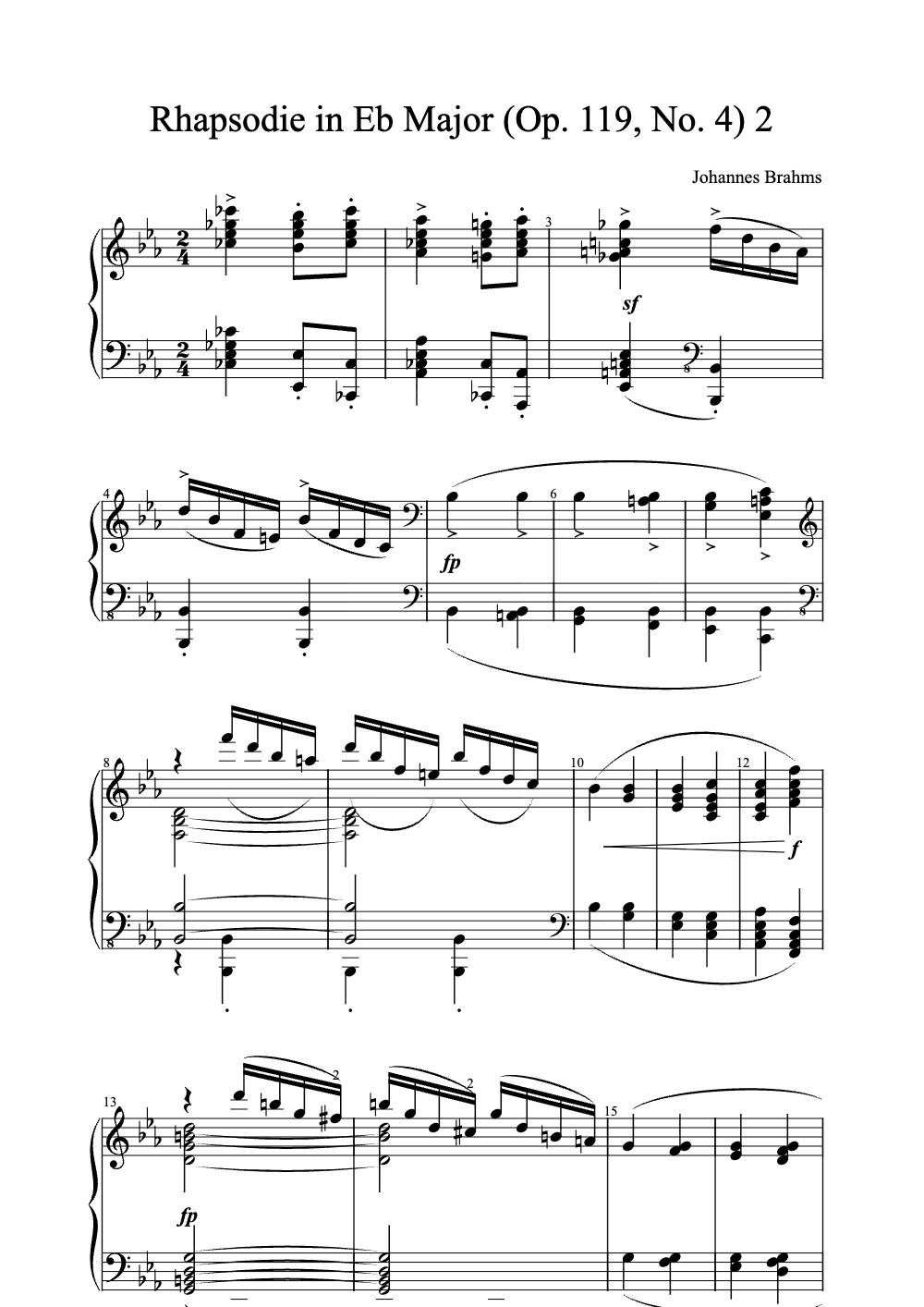 Sheet music preview for Rhapsodie in E♭ Major