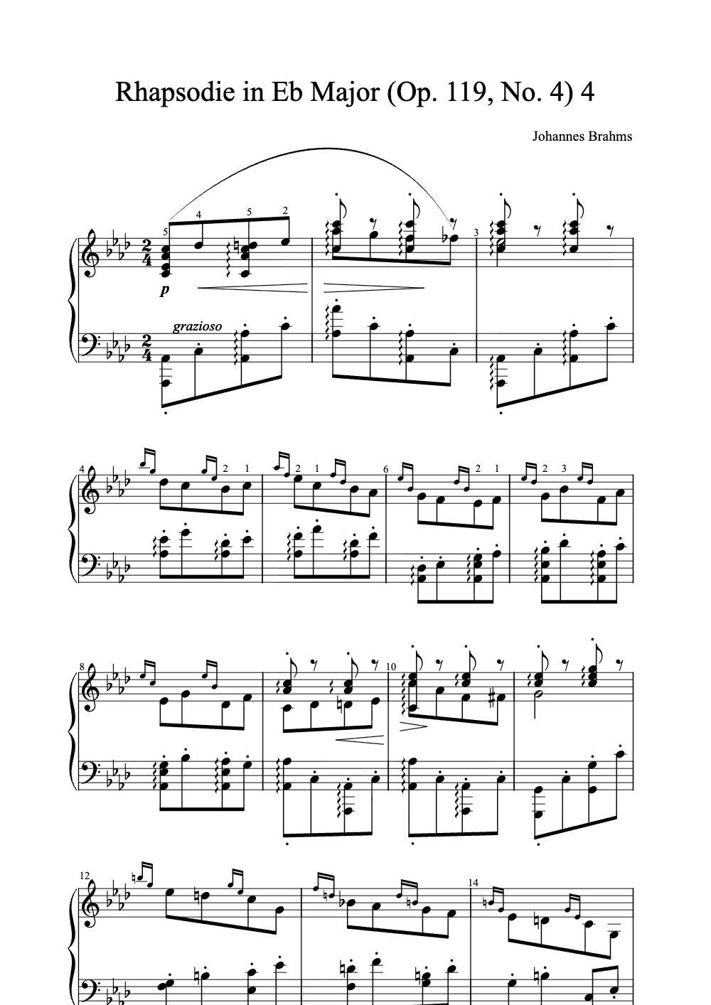 Sheet music preview for Rhapsodie in E♭ Major
