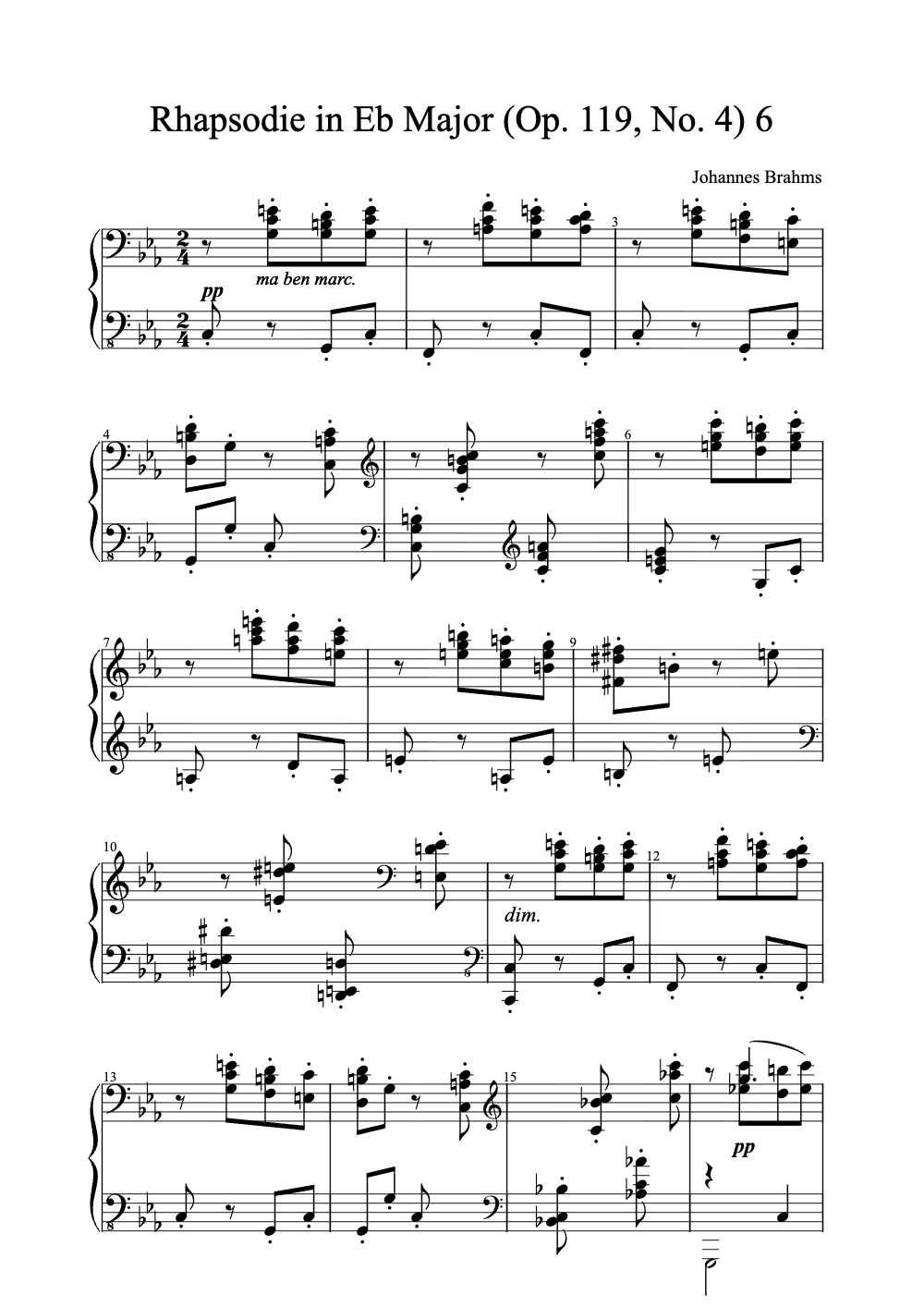 Sheet music preview for Rhapsodie in E-flat Major