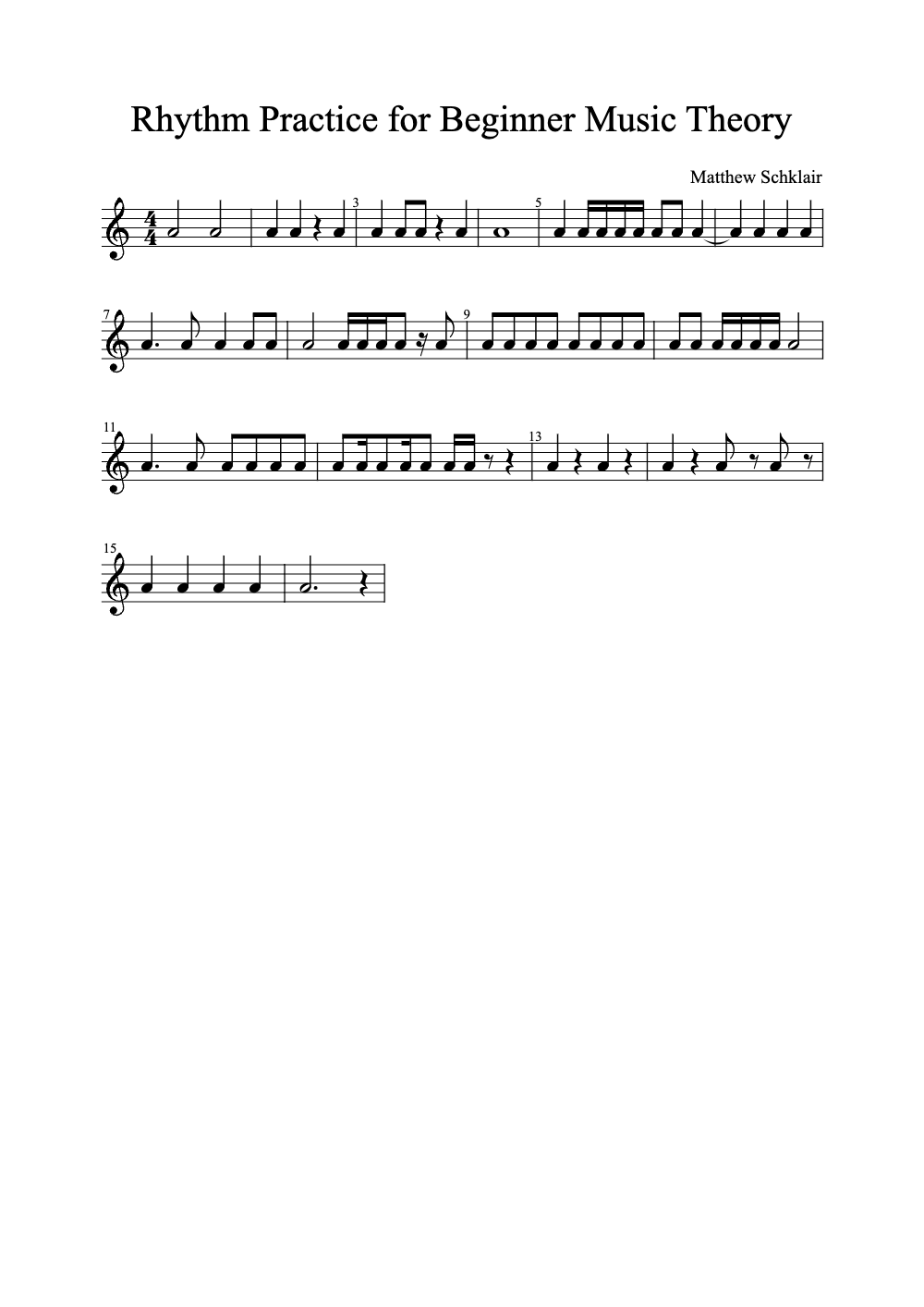 Sheet music preview for Rhythm Practice for Beginner Music Theory