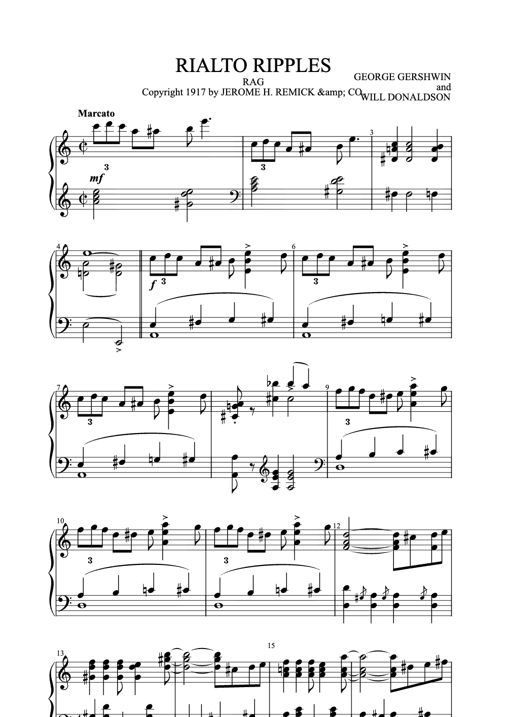 Sheet music preview for Rialto Ripples