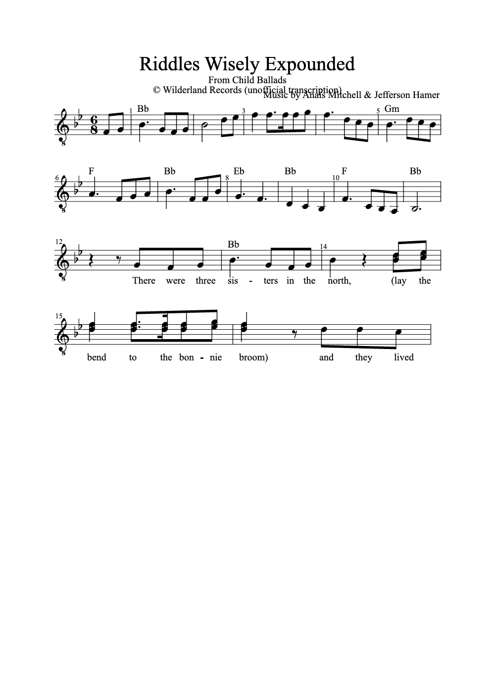 Sheet music preview for Riddles Wisely Expounded