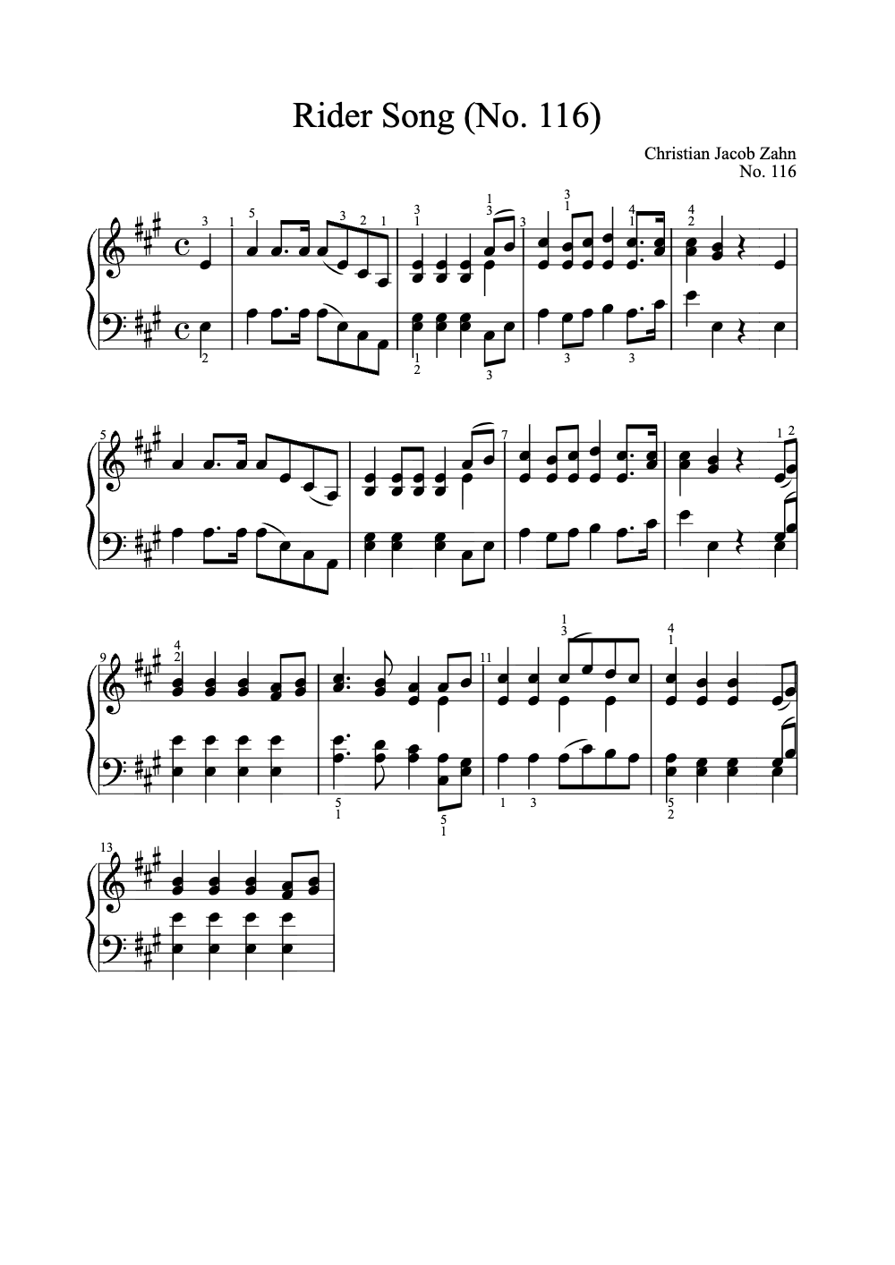 Sheet music preview for Rider Song