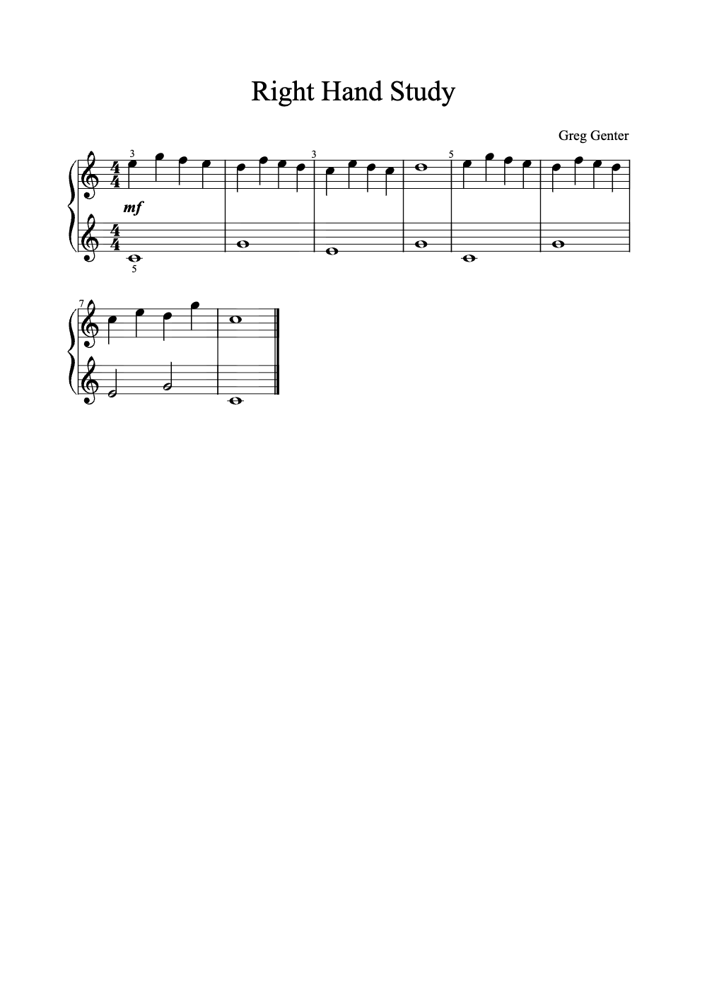 Sheet music preview for Right Hand Study