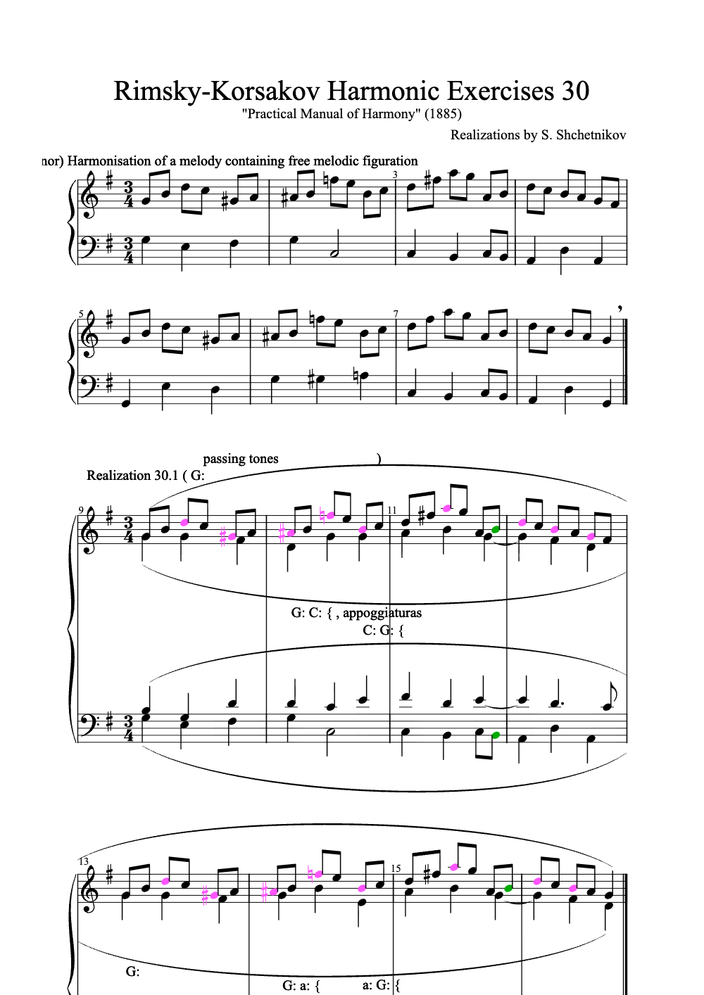 Sheet music preview for Rimsky-Korsakov Harmonic Exercises 30