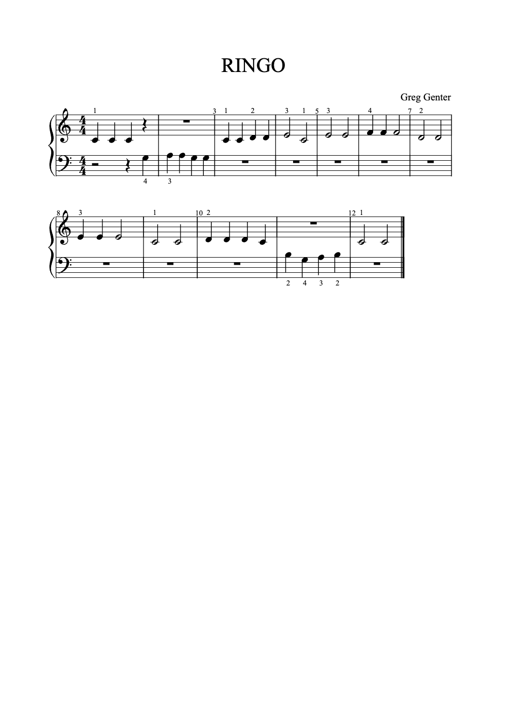 Sheet music preview for Ringo