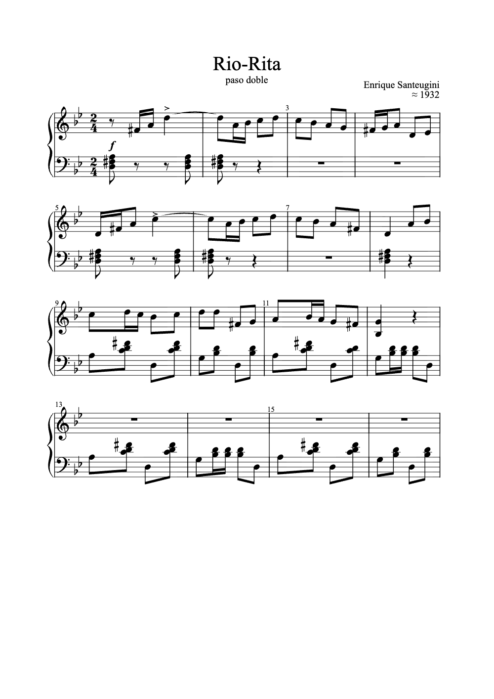 Sheet music preview for Rio Rita