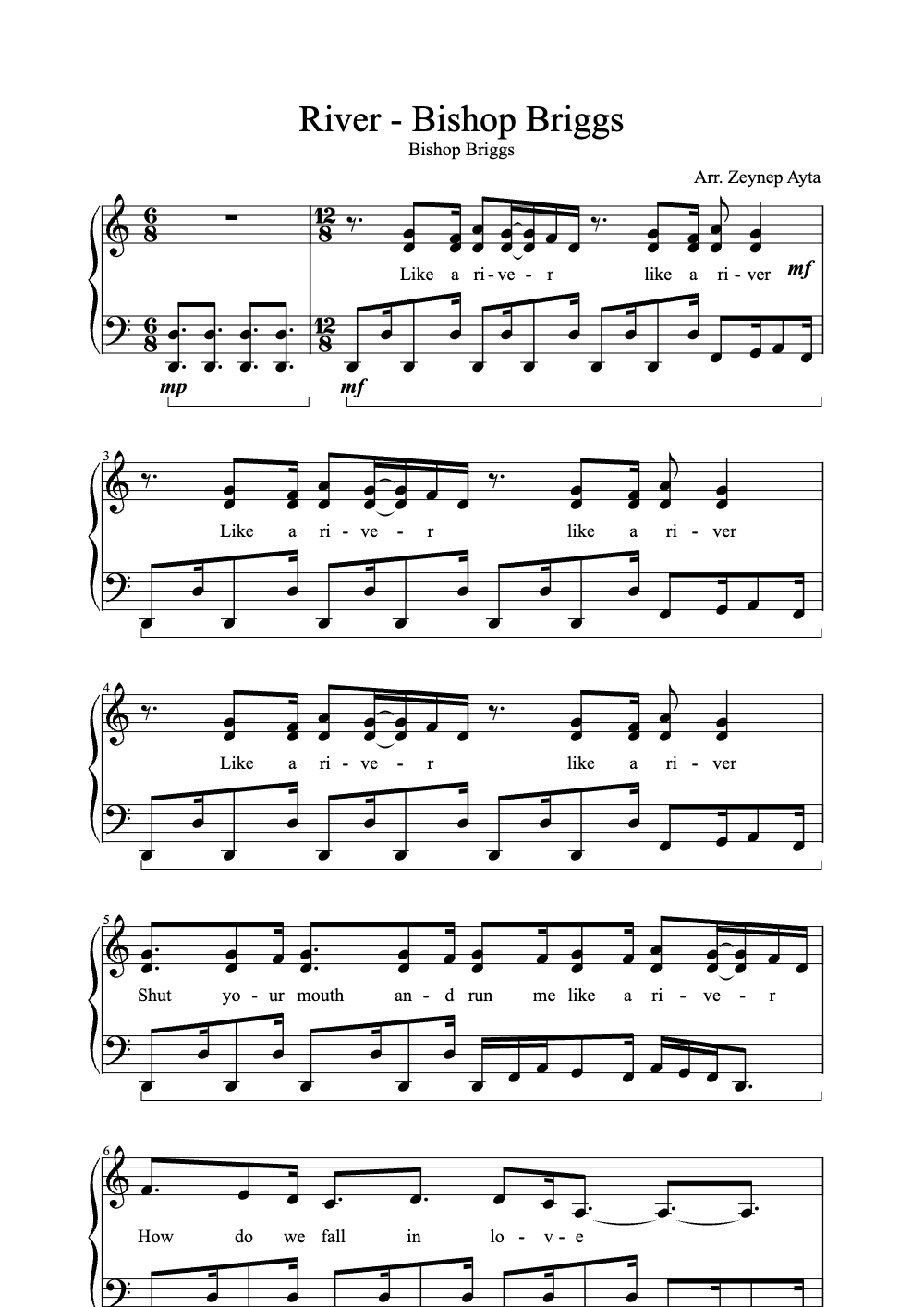 Sheet music preview for River