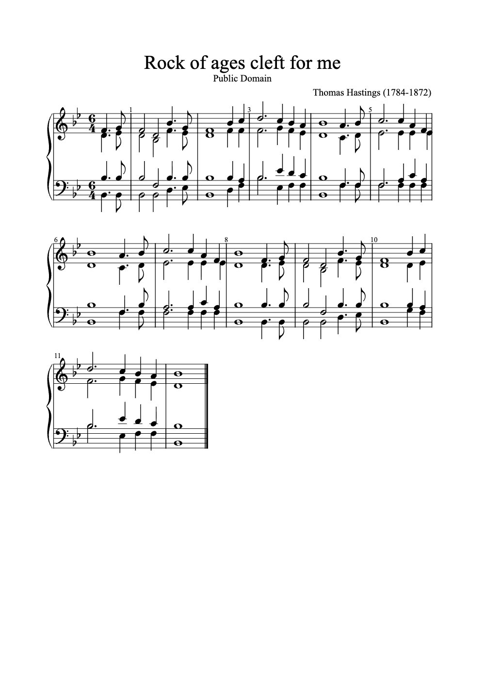 Sheet music preview for Rock of Ages Cleft for Me