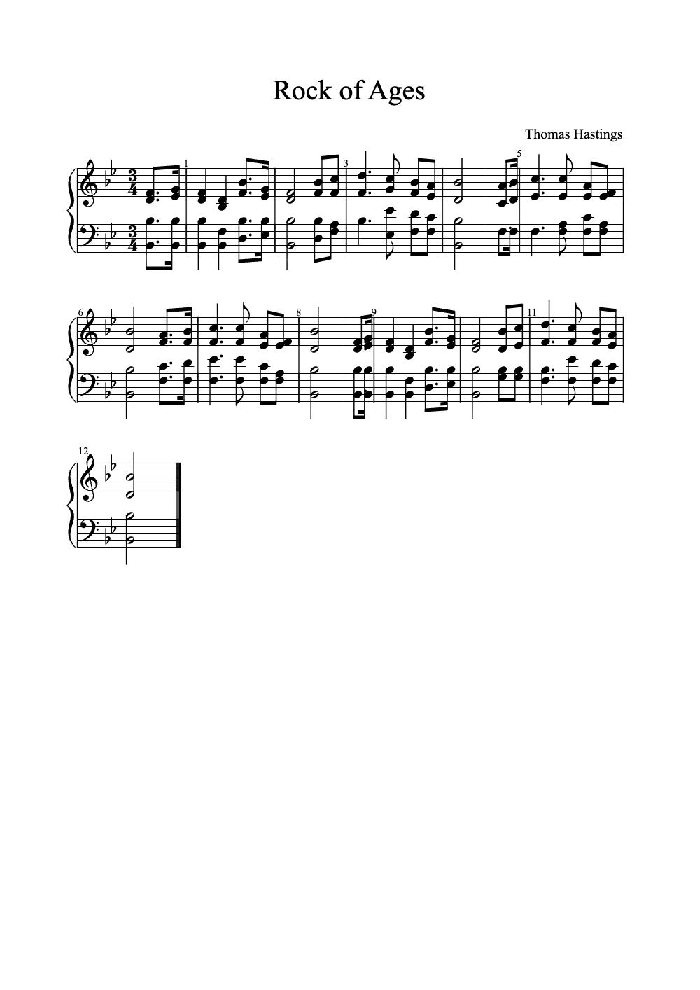 Sheet music preview for Rock of Ages