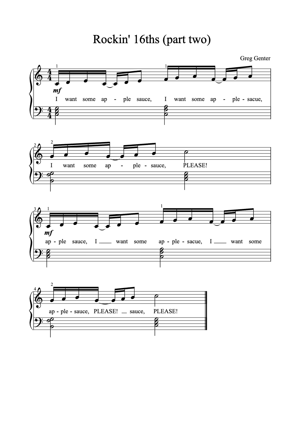Sheet music preview for Rockin' 16ths (Part Two)