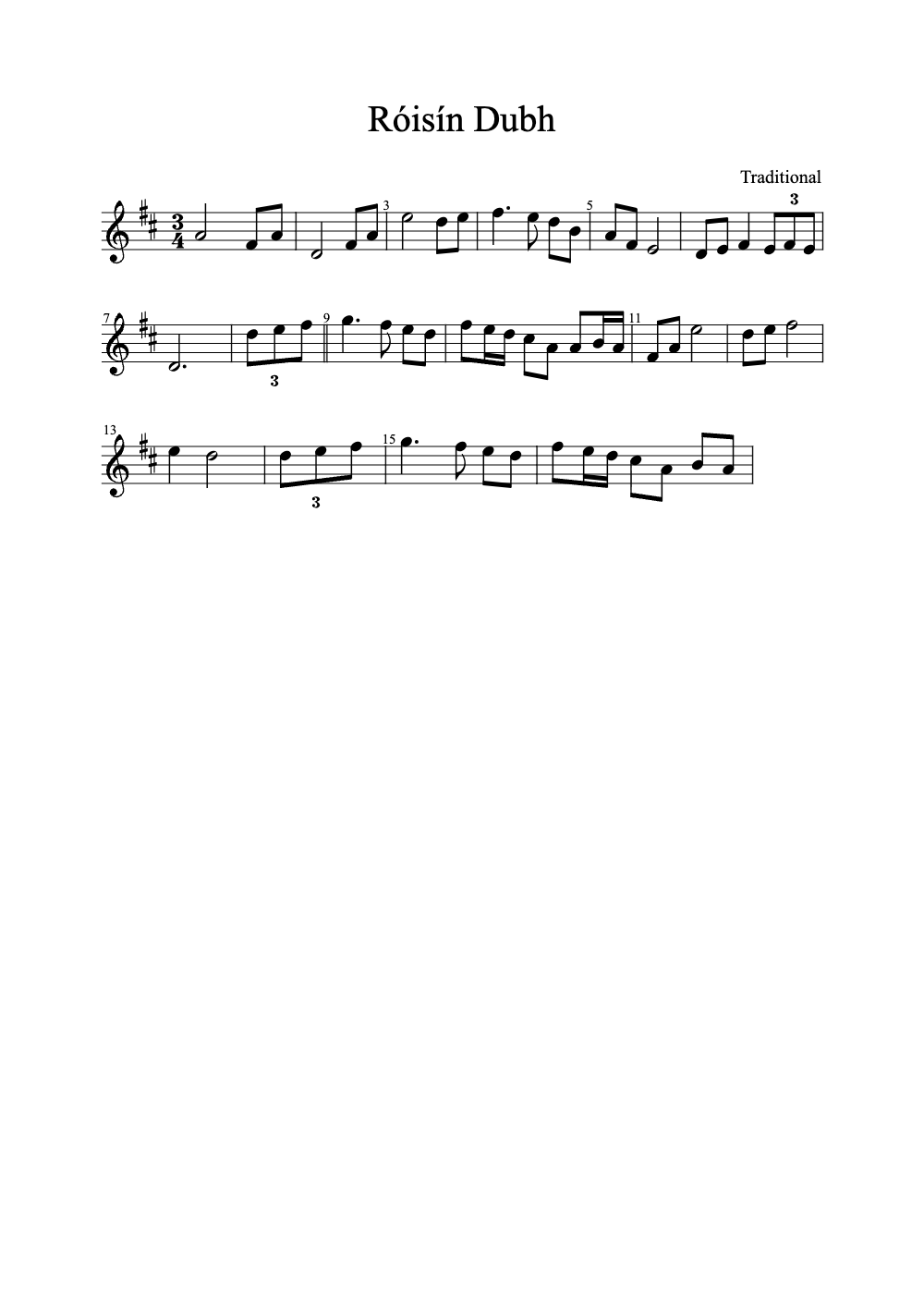 Sheet music preview for Róisín Dubh