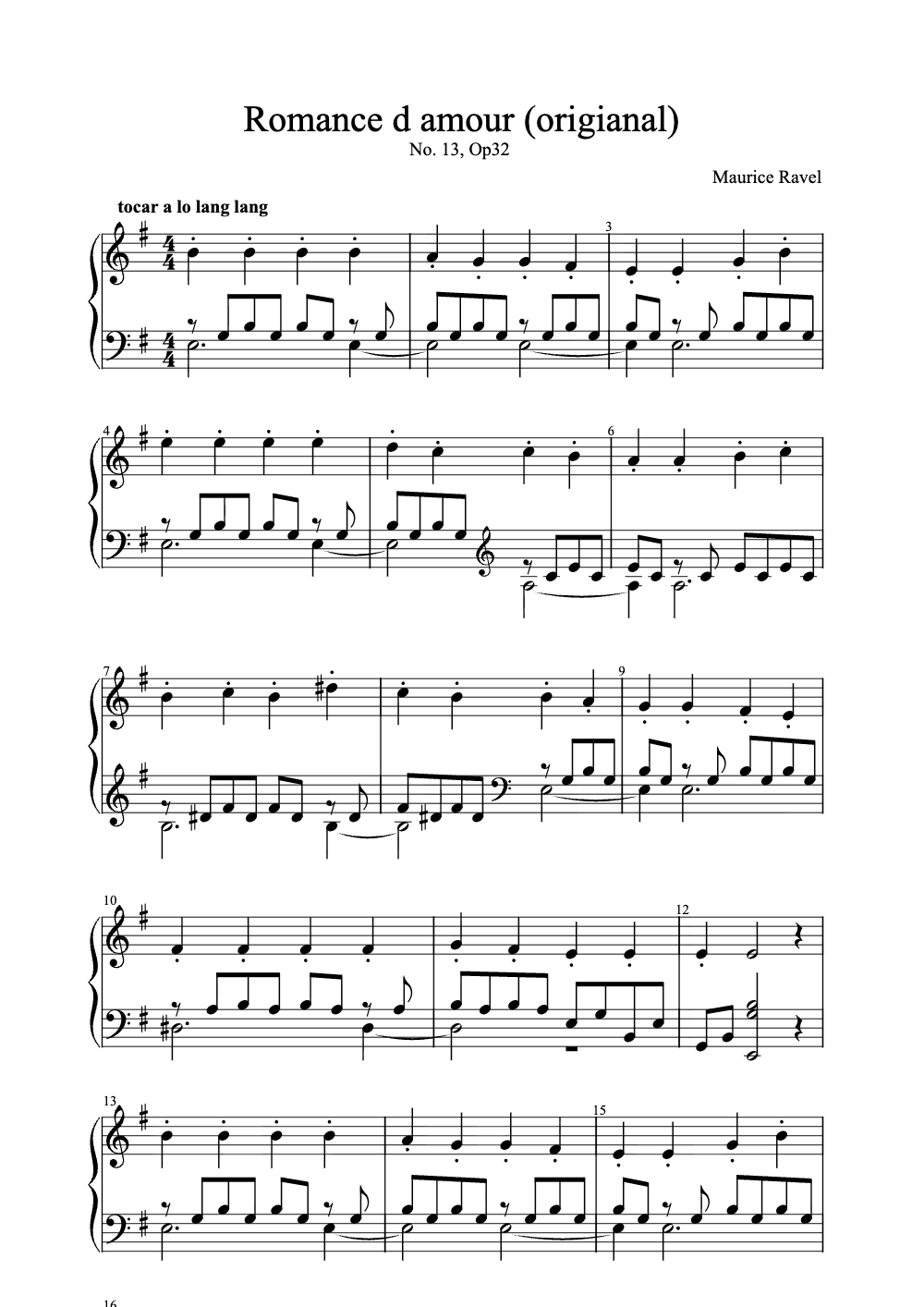 Sheet music preview for Romance d'Amour