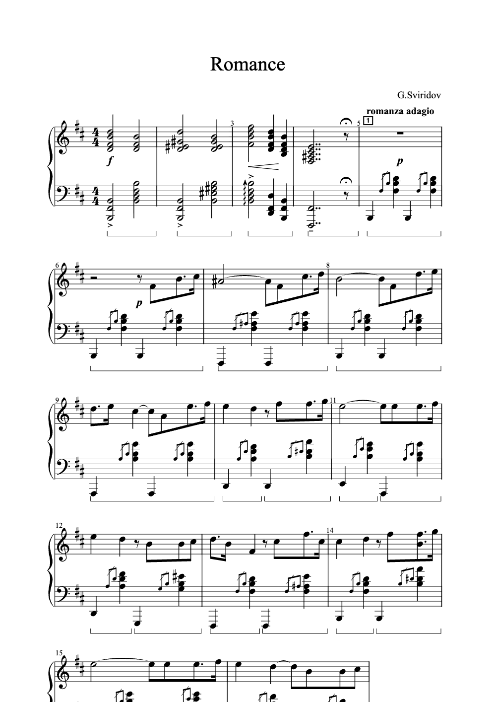 Sheet music preview for Romance