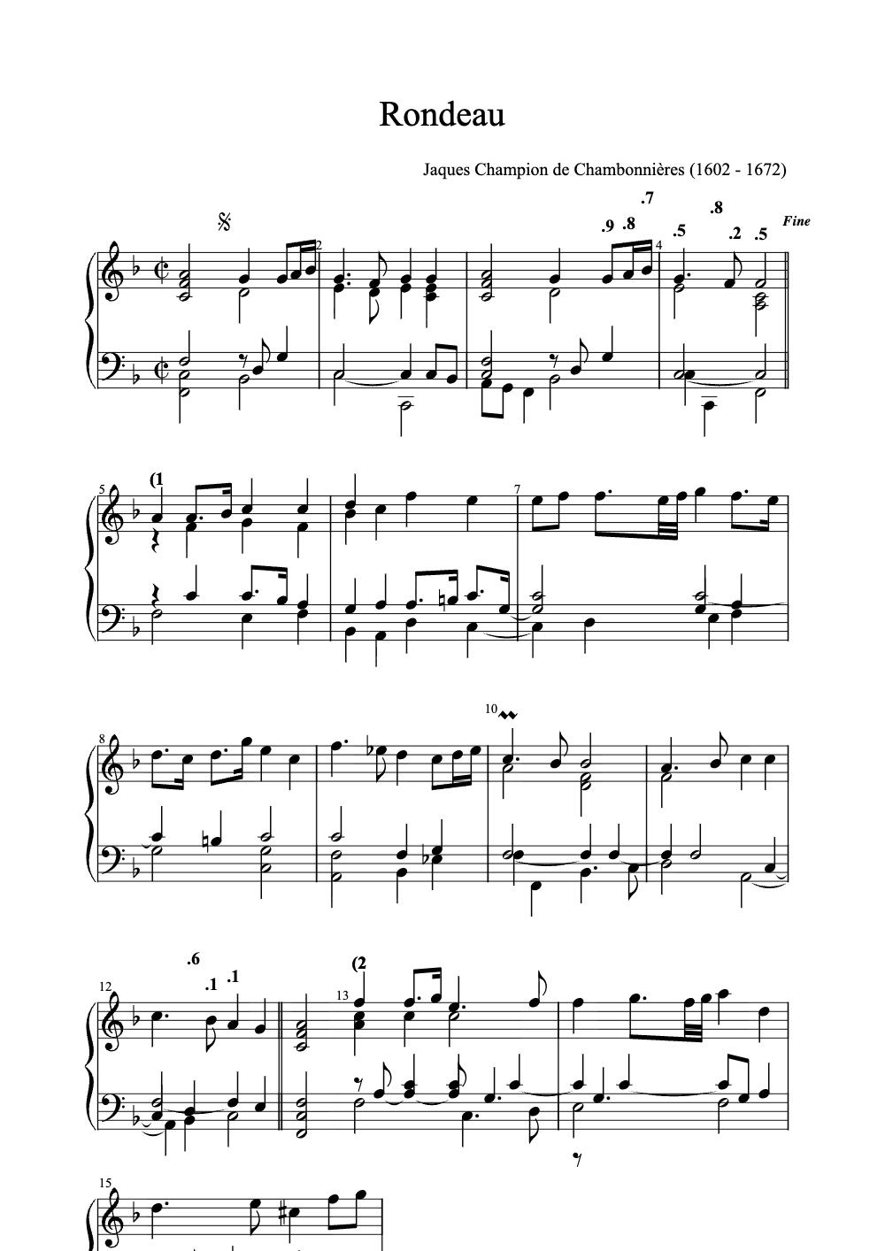 Sheet music preview for Rondeau