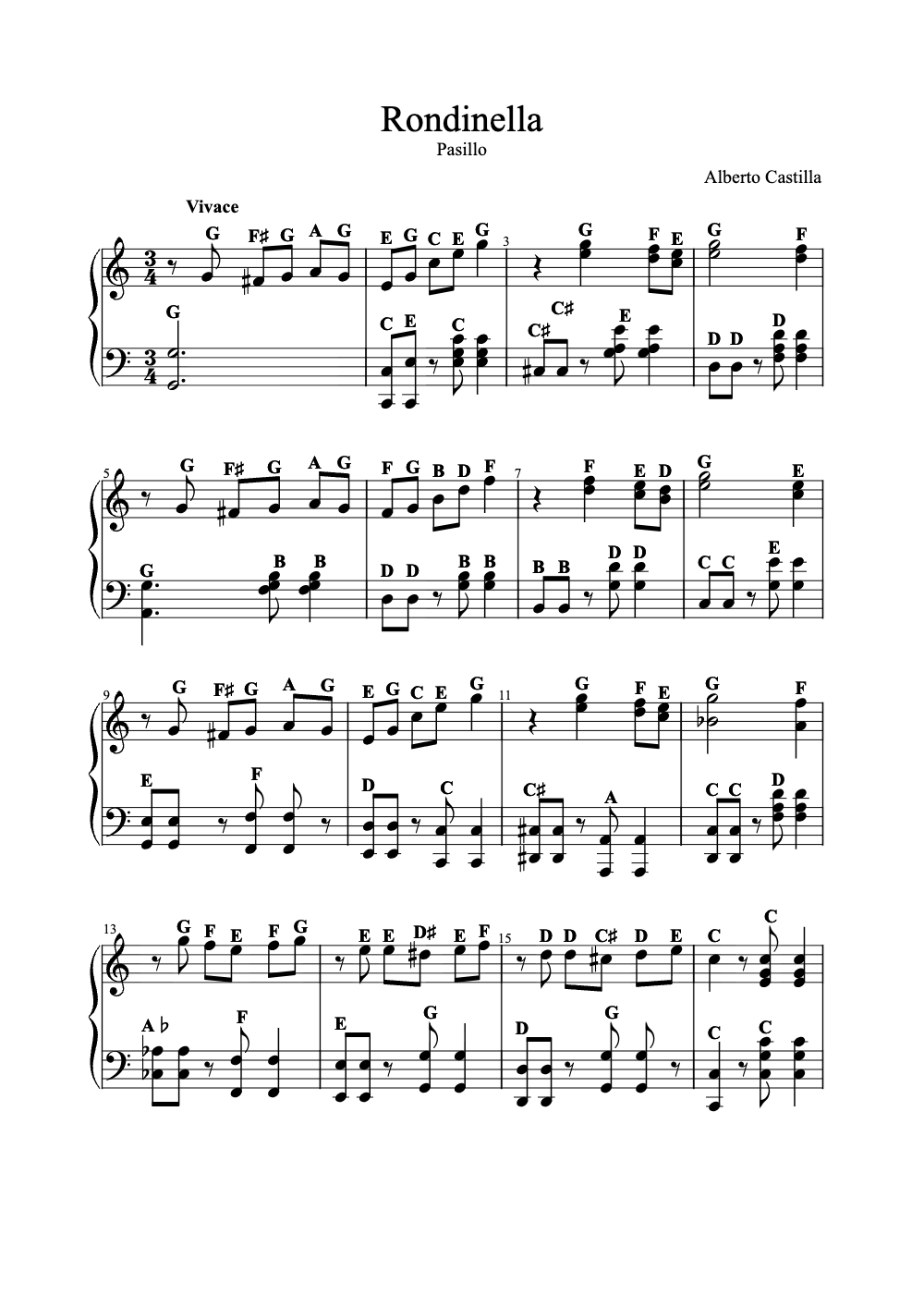 Sheet music preview for Rondinella