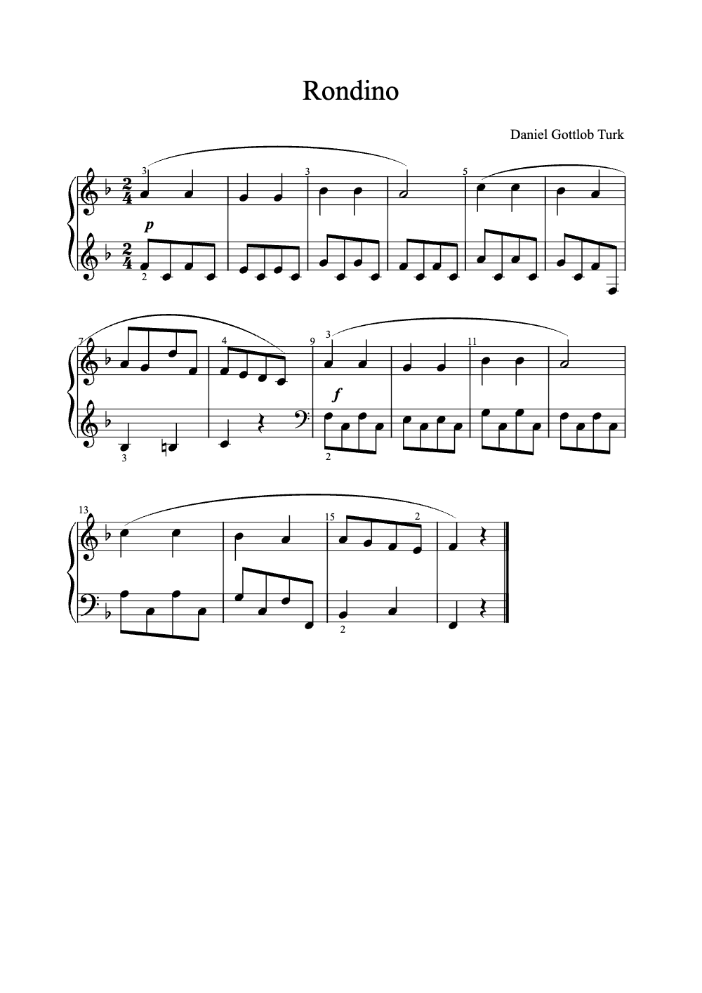 Sheet music preview for Rondino