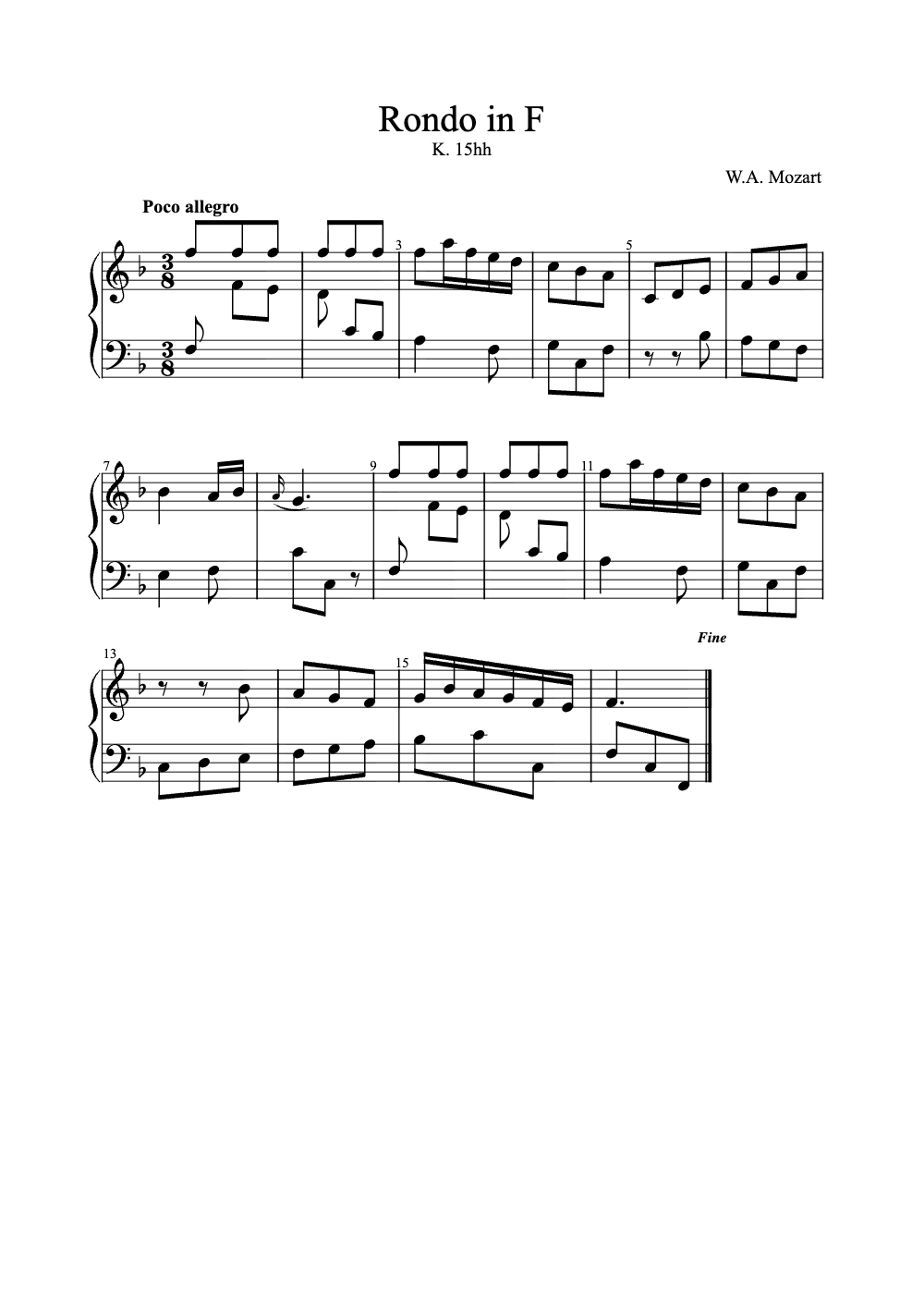 Sheet music preview for Rondo in F