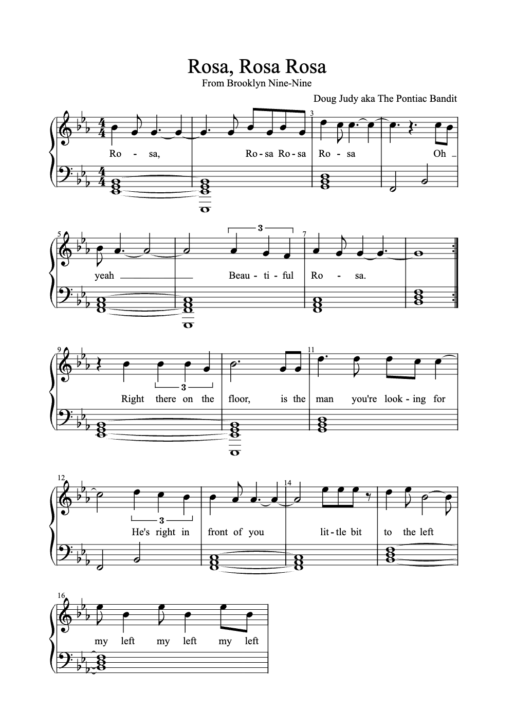 Sheet music preview for Rosa, Rosa Rosa