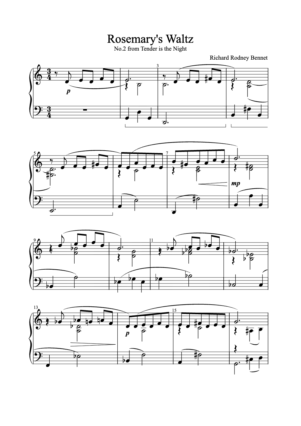 Sheet music preview for Rosemary's Waltz