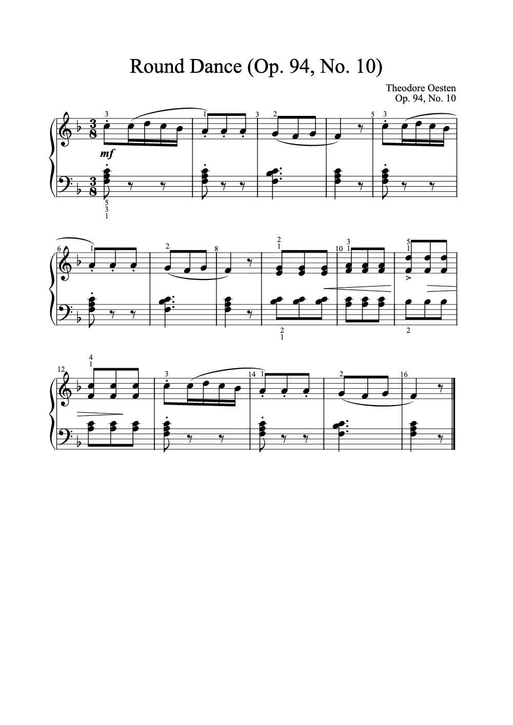 Sheet music preview for Round Dance (Op. 94, No. 10)